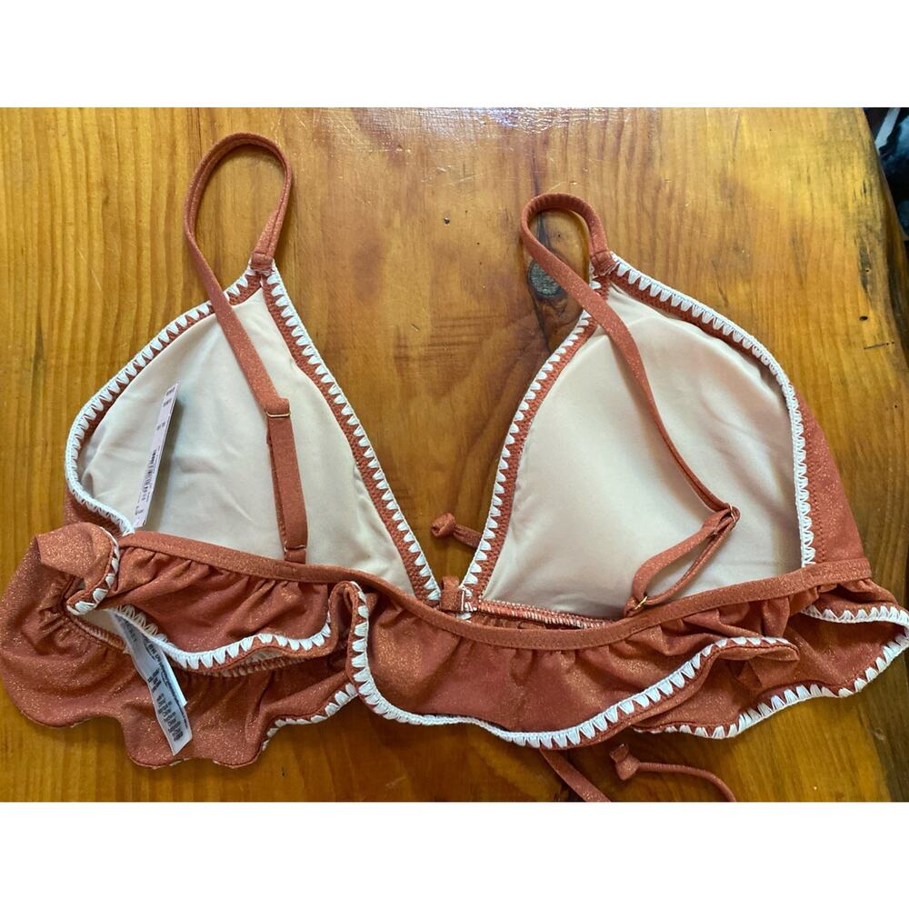 Victorias Secret Tan Shimmer Glitter Two Piece Swimsuit XXL Top M Bottom - Picture 4 of 11